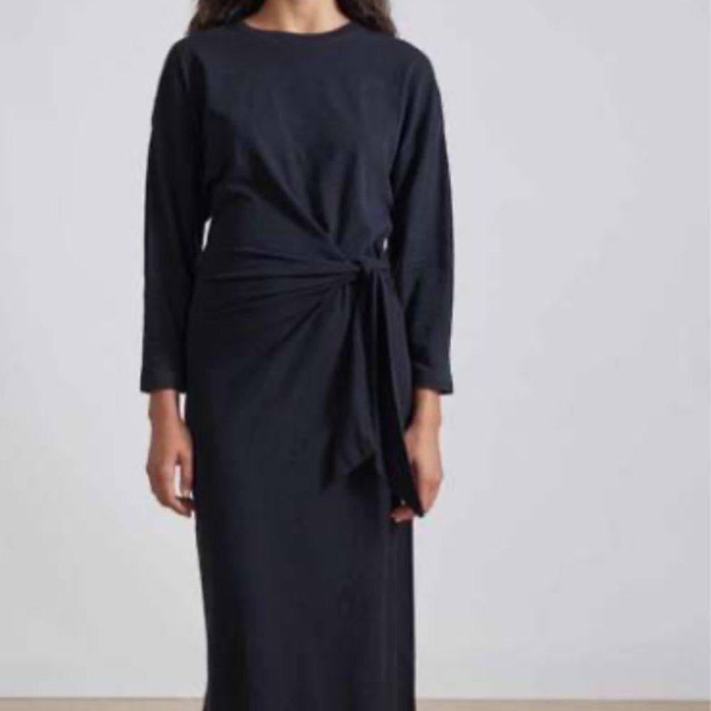 Runaway MIDI Black "Moxie" Knit Sweater Dress Size S / 4 Attached Tie Waist